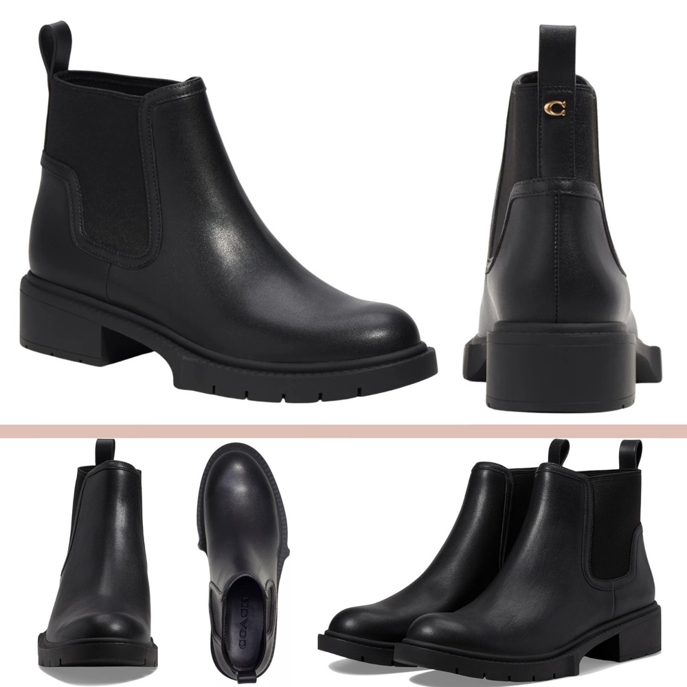 NIB $250 COACH [ Women's 10 ] Lenora Pull On Lug‎ Sole Booties Black #BH